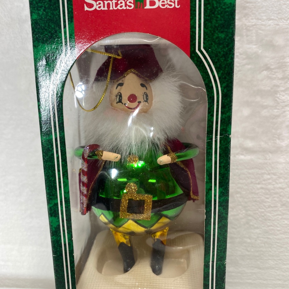 VTG European Style Glass Santa Ornament Hand Blown Christmas Elf Gnome - Picture 8 of 9